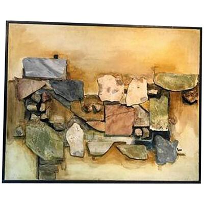 1970s Richard Lee Modern Assorted Natural Stone and Paint Wall Sculpture
