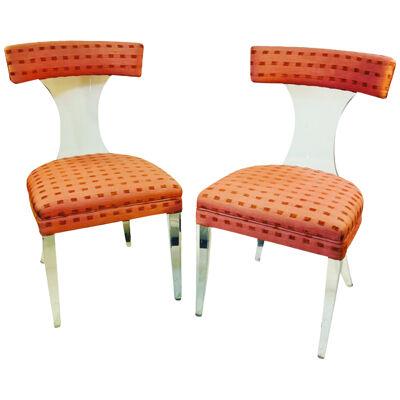 RARE PAIR OF GLAMOROUS LUCITE CHAIRS BY LORIN JACKSON FOR GROSFELD HOUSE