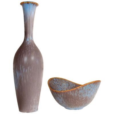 Midcentury Ceramic Vase and Bowl Gunnar Nylund Rörstrand, Sweden 1950s