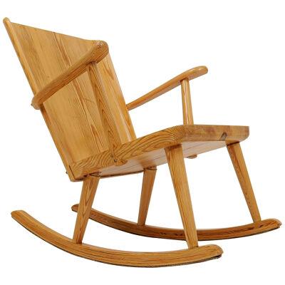 Midcerntury Rocking Chair in Pine, Göran Malmvall, Sweden, 1940s