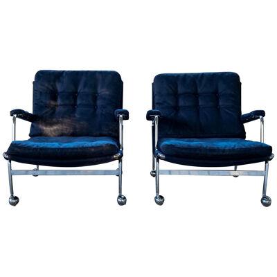 Midcentury Pair of Easy Chairs Model Karin by Bruno Mathsson