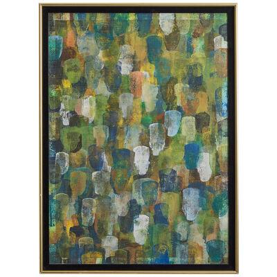 20th Century Abstract Oil on Wood Painting Attributed to Burton Wasserman