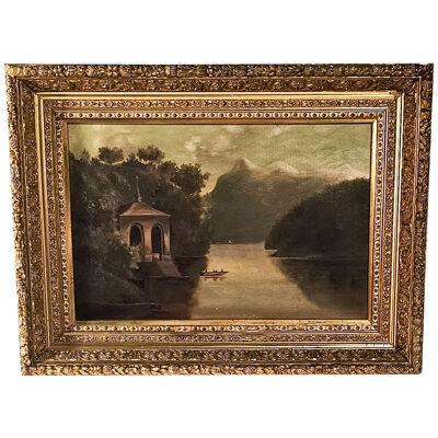 Hudson River School River Scene in Original Frame, circa 1860