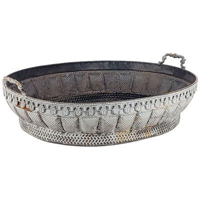Antique White Metal Centerpiece with Tole Liner, circa 1900