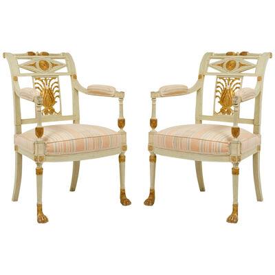 18th Century Neoclassical Louis XVI Georges Jacob Chairs - a Pair