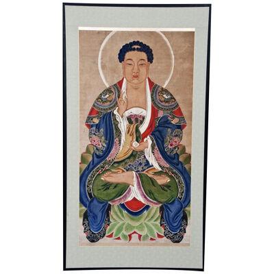 Circa 1800 Mid Ching Dynasty Painting of Buddha
