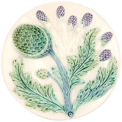 Artichoke/Asparagus Plate, France circa 1890. Three available