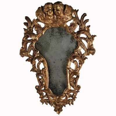 Italian Baroque Gilt Wood Mirror 18th century