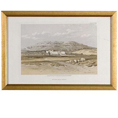 Print of Medinet Abou, Thebes, by Roberts, 19th century