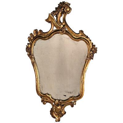 Smaller Italian Antique Giltwood Mirror, 19th century or earlier