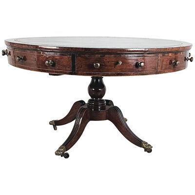 Regency Drum Table in Mahogany and Rosewood, England circa 1815