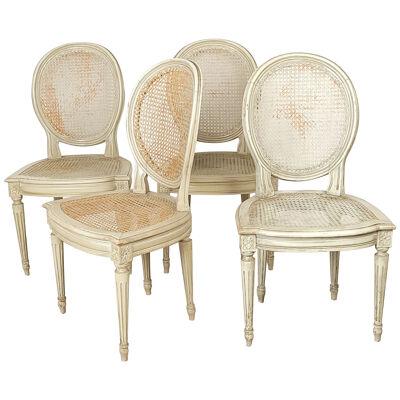 Set of Four Vintage Louis XVI Style Painted Chairs