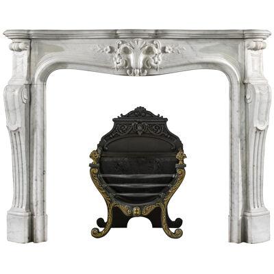 Antique French Louis XV Carrara Marble Fireplace