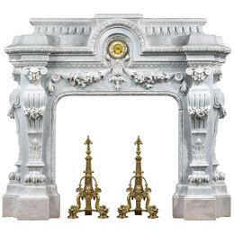 Grand Antique French marble Fireplace in the Baroque Style