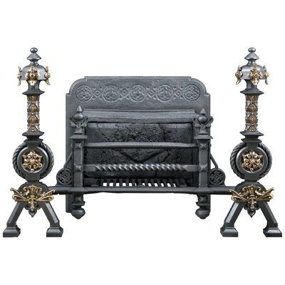 A Large Gothic Revival Antique Fire Grate