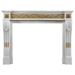 Antique Louis XVI Fireplace Statuary Marble and Ormolu Fireplace 