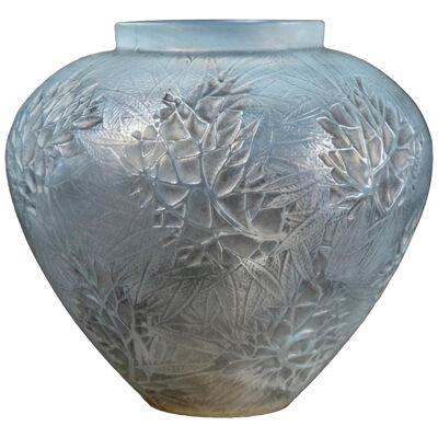 1923 Rene Lalique - Vase Esterel Cased Opalescent Glass Grey Patina