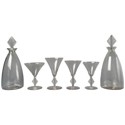 1924 René Lalique - Set Of Tablewares Glasses Savergne Clear Glass - 34 Pieces