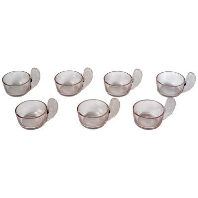 1928 René Lalique - Set Of 7 Eventail Cups In Glass