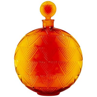 1926 René Lalique - Perfume Bottle Vers Le Jour Gradient Amber Glass For Worth