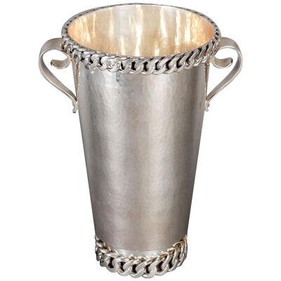 Jean Desprès - Champagne White Wine Ice Bucket Hammered Silver Plated Metal