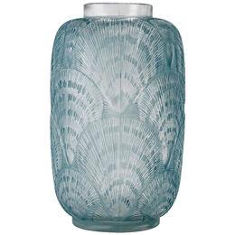 1920 René Lalique - Vase Coquilles Frosted Glass With Blue Patina