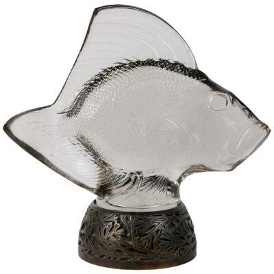1922 René Lalique - Sculpture Gros Poissons Clear Glass Bronze Base