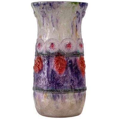1922 Gabriel Argy Rousseau - Vase Tragi Comique Pate De Verre Glass