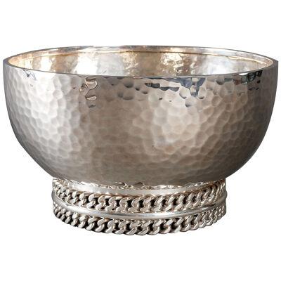 Jean Desprès - Bowl Art Deco Hammered Silver Plated Metal
