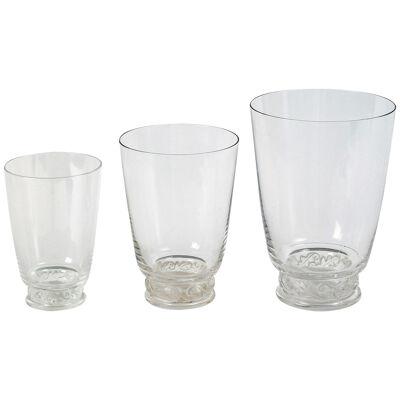 1950 Marc Lalique - Set Of Tablewares Saint Hubert Crystal Glasses Tumblers