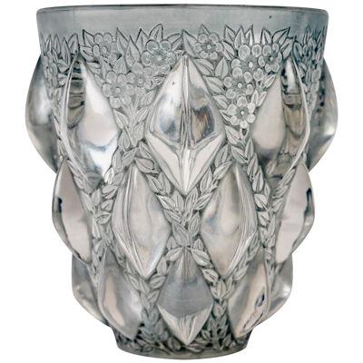 1927 René Lalique - Vase Rampillon Glass With Blue Patina
