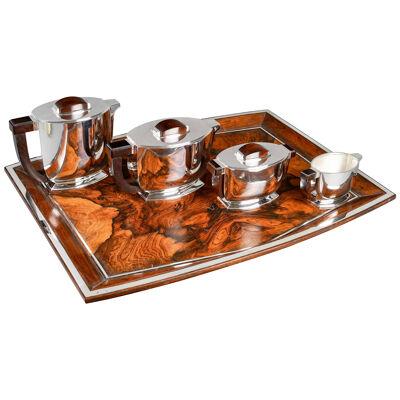 1934 Tetard Frères - Tea And Coffee Set Sterling Silver And Rosewood