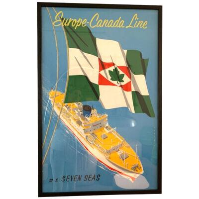 Europe-Canada Line Poster by Reyn Dirksen, Netherlands 1955