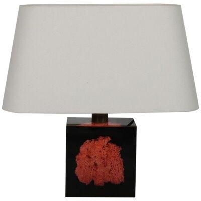 Pierre Giraudon Resin with Coral Table Lamp, France 1970