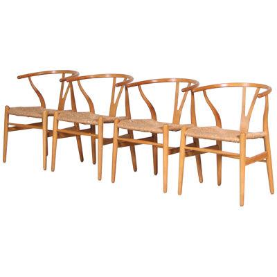 Set of 4 “Wishbone” Chairs by Hans J. Wegner for Carl Hansen, Denmark 1970
