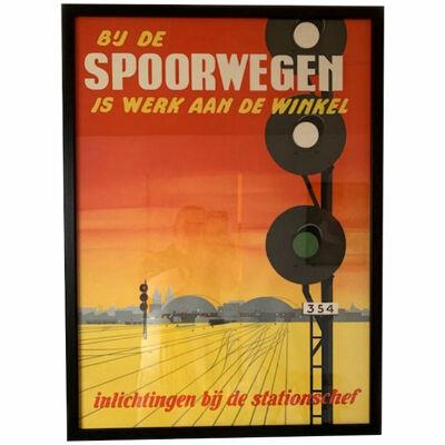 Dutch Railway Poster by Reyn Dirksen, Netherlands 1950