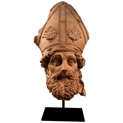 Head of a Saint Bishop, attributed to Begarelli, Terracotta, Italy, 16th century
