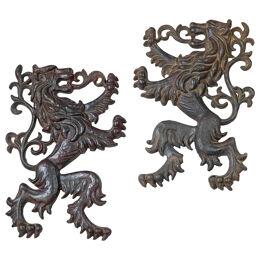 Pair of Nineteenth Century cast iron lions