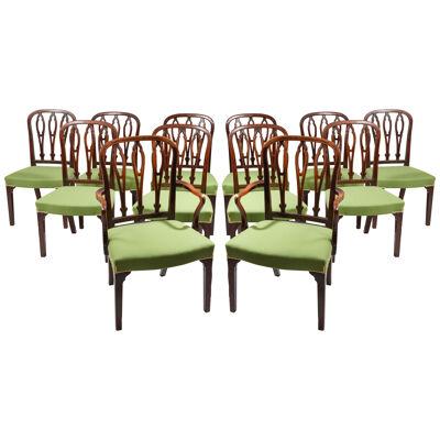 Set of 12 Georgian mahogany dining chairs