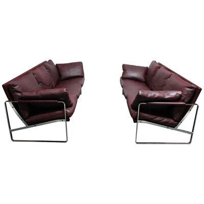 Cordovan Leather and Chrome-Steel Sofa by Preben Fabricius for Walter Knoll