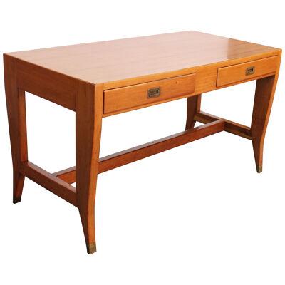 Gio Ponti for BNL Walnut and Brass Writing Table / Desk