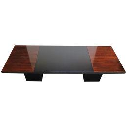 Large Italian Rosewood and Leather Conference Table/Desk By Hans Von Klier
