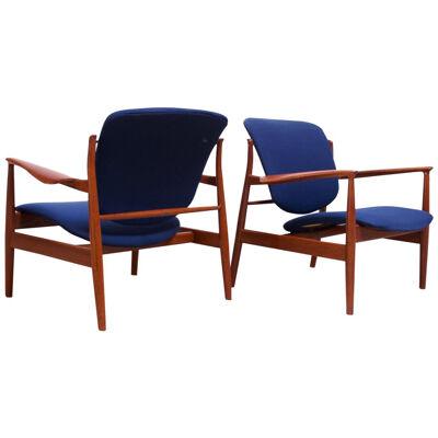 Finn Juhl Teak Lounge Chairs Model FD-136 for France & Daverkosen