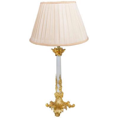 19th Century Opaline glass table lamp.