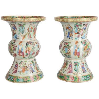 Pair of 19th Century Chinese Canton / Rose Medallion Vases