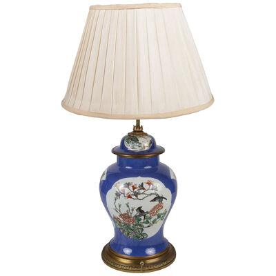 19th Century Chinese Famille Verte porcelain vase / lamp