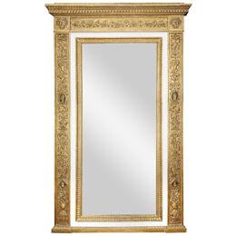 Late 18th Century Italian carved gilt wood and gesso wall mirror.