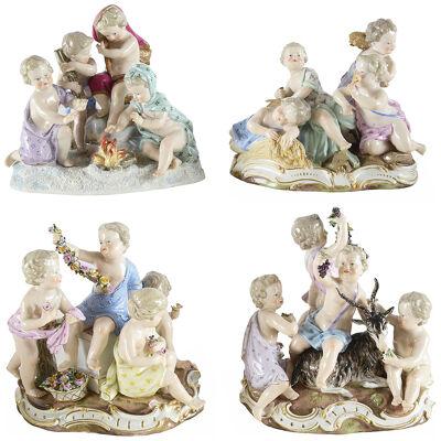 Meissen set of the Four Seasons porcelain figures, 19th Century.