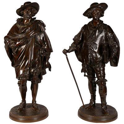Pair 19th Century Bronze Cavaliers by Salmson.