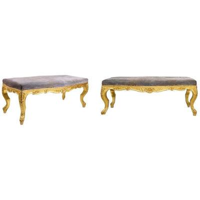Pair of Louis XVI Style Carved Giltwood Stools, circa 1920